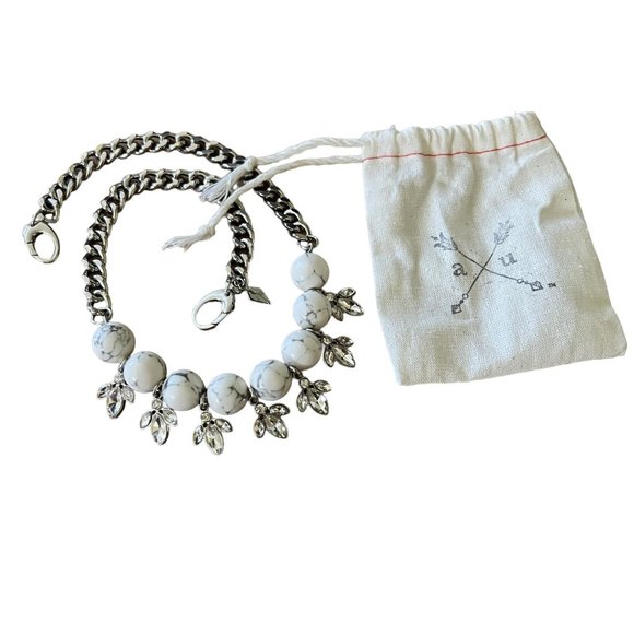 Adornable U Silver White Marble Rhinestone Reversible Statement Classic … - Picture 2 of 16